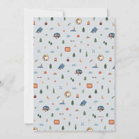 Erdnüsse - Snoopie | One Happy Camper Birthday Einladung (Rückseite)