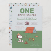 Erdnüsse - Snoopie | One Happy Camper Birthday Einladung (Vorne/Hinten)