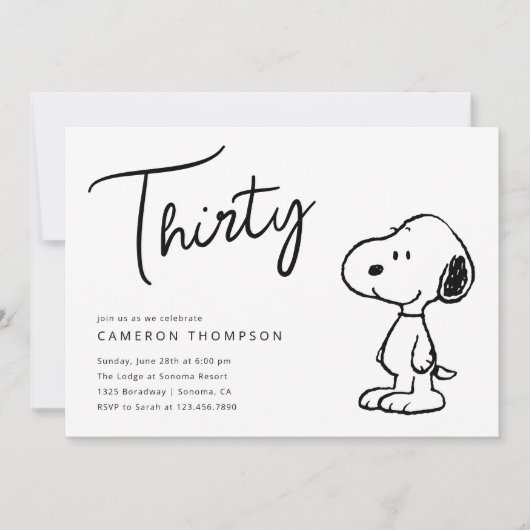 Erdnüsse Snoopy - 30. Geburtstag Einladung (Vorderseite)
