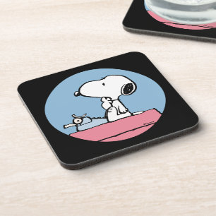 Erdnüsse Snoopy an der Schreibmaschine Getränkeuntersetzer