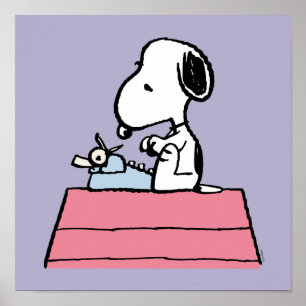 Erdnüsse   Snoopy an der Schreibmaschine Poster