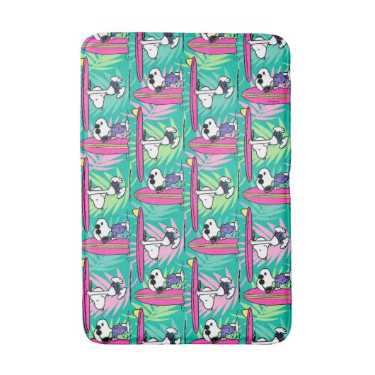 Erdnüsse | Snoopy Aquamarin Surfmuster Badematte (Vorderseite Vertikal)