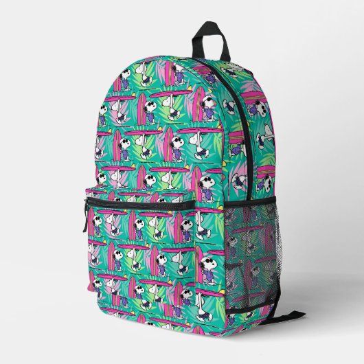 Erdnüsse | Snoopy Aquamarin Surfmuster Bedruckter Rucksack (Rückseitige Ecke Rechts)