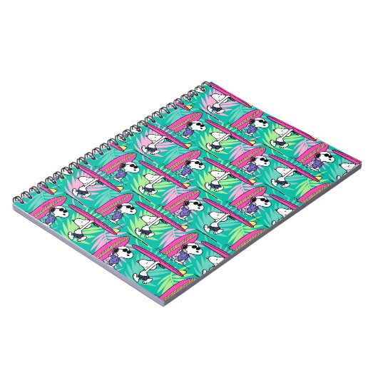 Erdnüsse | Snoopy Aquamarin Surfmuster Notizblock (Linke Seite)