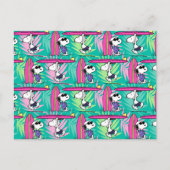 Erdnüsse | Snoopy Aquamarin Surfmuster Postkarte (Vorderseite)