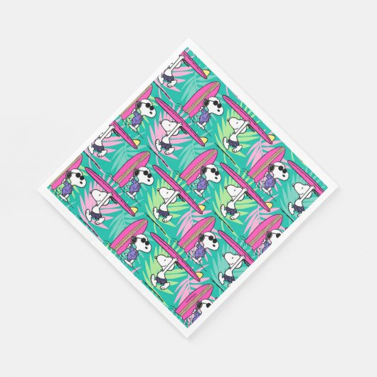 Erdnüsse | Snoopy Aquamarin Surfmuster Serviette (Ecke)