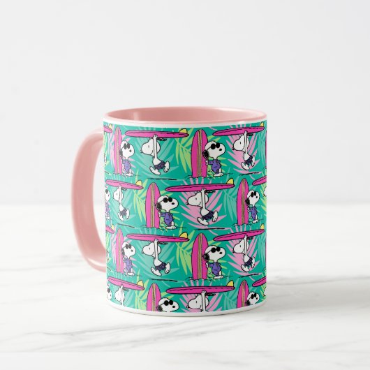 Erdnüsse | Snoopy Aquamarin Surfmuster Tasse (Vorderseite Links)