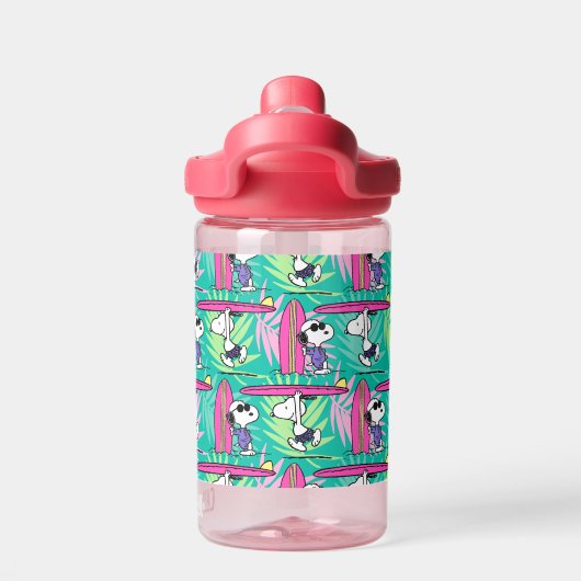 Erdnüsse | Snoopy Aquamarin Surfmuster Trinkflasche (Rückseite)