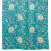 Erdnüsse | Snoopy Aquamarin tropisches Strandmuste Duschvorhang (Vorderseite)