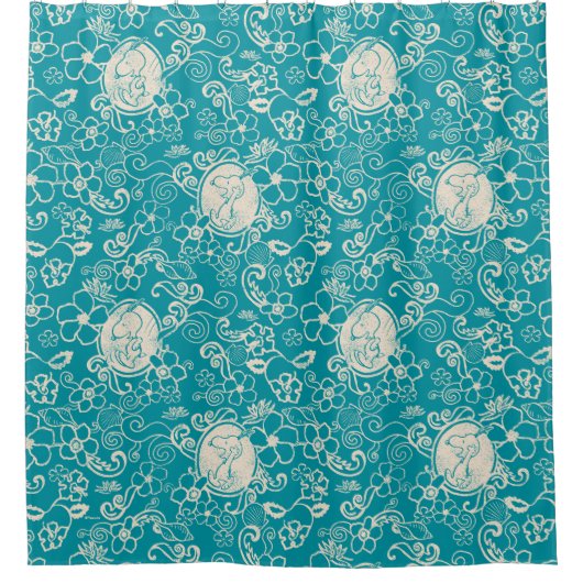 Erdnüsse | Snoopy Aquamarin tropisches Strandmuste Duschvorhang (Vorderseite)