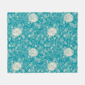 Erdnüsse | Snoopy Aquamarin tropisches Strandmuste Fleecedecke (Vorderseite (Horizontal))