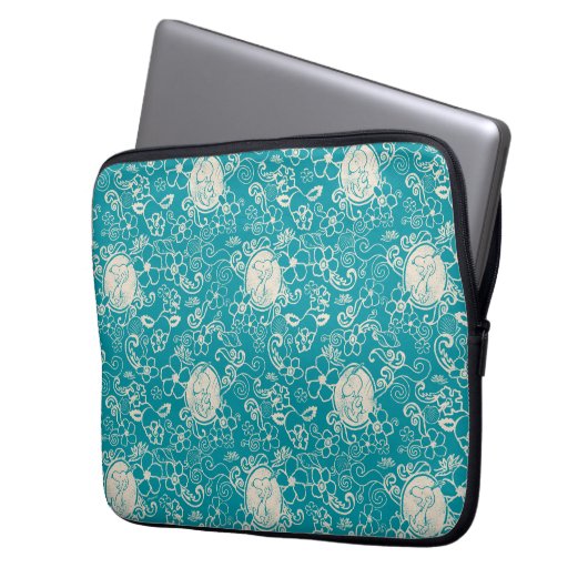 Erdnüsse | Snoopy Aquamarin tropisches Strandmuste Laptopschutzhülle (Vorderseite Links)