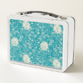 Erdnüsse | Snoopy Aquamarin tropisches Strandmuste Metall Brotdose (Rückseite)