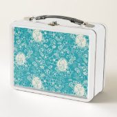 Erdnüsse | Snoopy Aquamarin tropisches Strandmuste Metall Brotdose (Vorderseite)