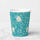 Erdnüsse | Snoopy Aquamarin tropisches Strandmuste Pappbecher (Rückseite)