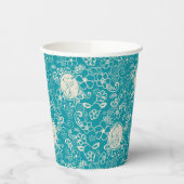 Erdnüsse | Snoopy Aquamarin tropisches Strandmuste Pappbecher (Links)