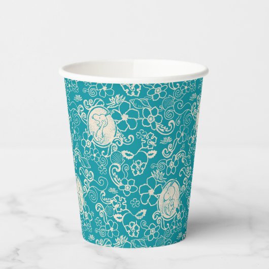 Erdnüsse | Snoopy Aquamarin tropisches Strandmuste Pappbecher (Links)