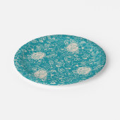 Erdnüsse | Snoopy Aquamarin tropisches Strandmuste Pappteller (Schrägansicht)