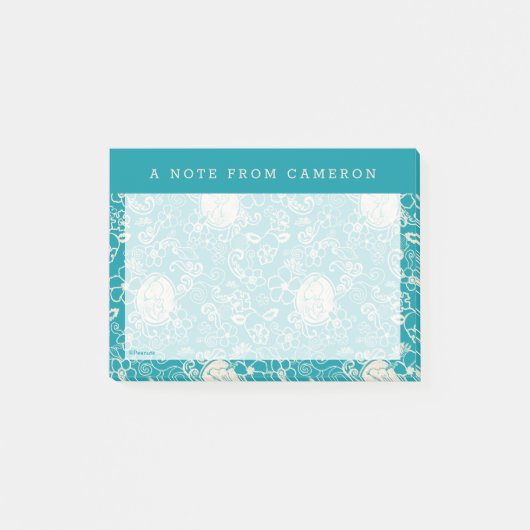 Erdnüsse | Snoopy Aquamarin tropisches Strandmuste Post-it Klebezettel (Vorderseite)