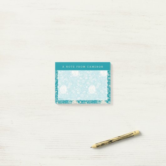 Erdnüsse | Snoopy Aquamarin tropisches Strandmuste Post-it Klebezettel (Auf Schreibtisch)