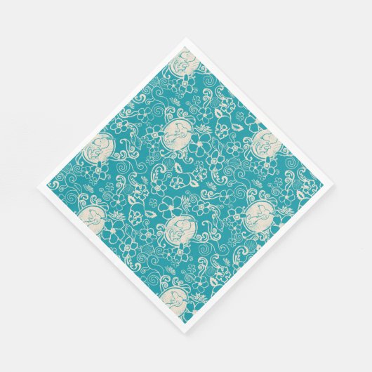 Erdnüsse | Snoopy Aquamarin tropisches Strandmuste Serviette (Ecke)