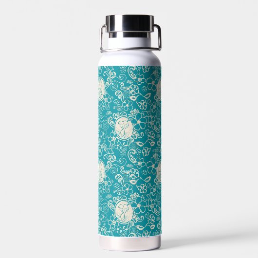 Erdnüsse | Snoopy Aquamarin tropisches Strandmuste Trinkflasche (Rückseite)