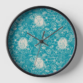 Erdnüsse | Snoopy Aquamarin tropisches Strandmuste Uhr (Vorderseite)