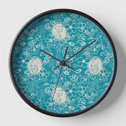 Erdnüsse | Snoopy Aquamarin tropisches Strandmuste Uhr (Vorderseite)