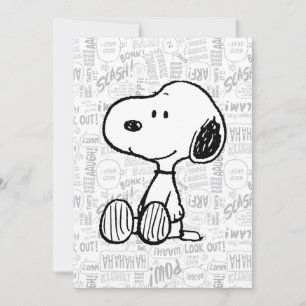 ERDNÜSSE   Snoopy auf Schwarz Weiss Comics Karte