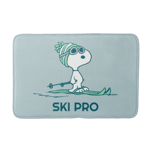 Erdnüsse | Snoopy auf Skis Badematte (Vorderseite)
