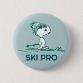Erdnüsse | Snoopy auf Skis Button (Vorderseite)