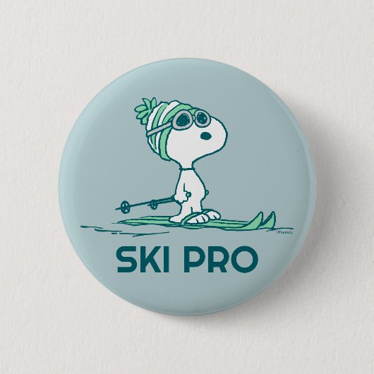 Erdnüsse | Snoopy auf Skis Button (Vorderseite)