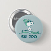 Erdnüsse | Snoopy auf Skis Button (Vorne & Hinten)