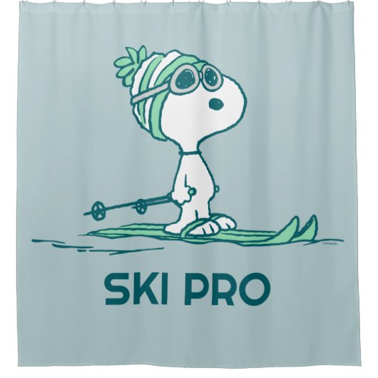 Erdnüsse | Snoopy auf Skis Duschvorhang (Vorderseite)
