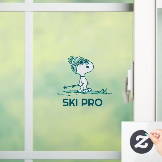 Erdnüsse | Snoopy auf Skis Fensteraufkleber (Zuhause)