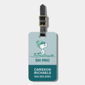 Erdnüsse | Snoopy auf Skis Gepäckanhänger (Vorderseite vertikal)