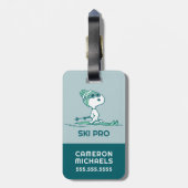 Erdnüsse | Snoopy auf Skis Gepäckanhänger (Rückseite vertikal)