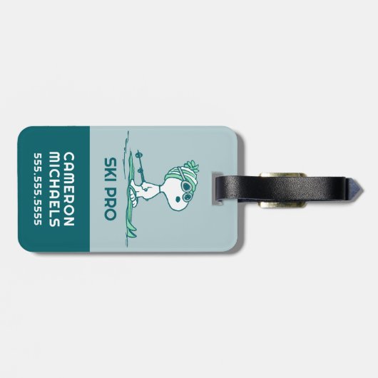 Erdnüsse | Snoopy auf Skis Gepäckanhänger (Rückseite horizontal)