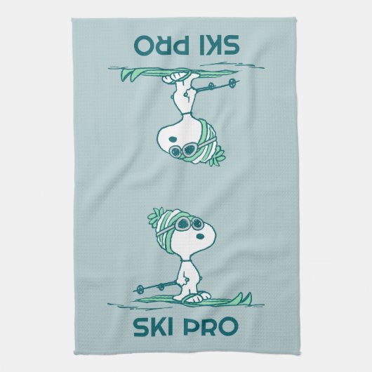 Erdnüsse | Snoopy auf Skis Geschirrtuch (Vertikal)