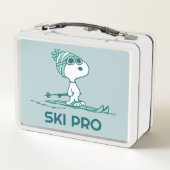 Erdnüsse | Snoopy auf Skis Metall Brotdose (Rückseite)