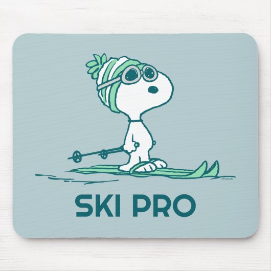 Erdnüsse | Snoopy auf Skis Mousepad (Vorne)