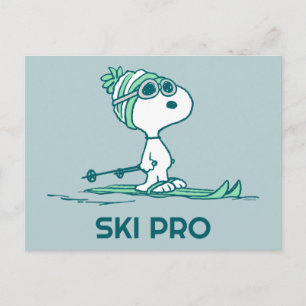 Erdnüsse   Snoopy auf Skis Postkarte