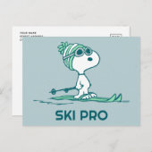 Erdnüsse | Snoopy auf Skis Postkarte (Vorne/Hinten)
