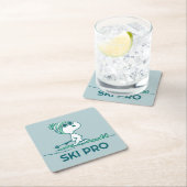 Erdnüsse | Snoopy auf Skis Rechteckiger Pappuntersetzer (Vor Ort)