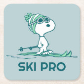 Erdnüsse | Snoopy auf Skis Rechteckiger Pappuntersetzer (Vorderseite)