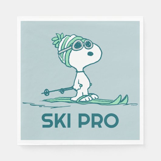 Erdnüsse | Snoopy auf Skis Serviette (Vorderseite)
