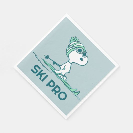 Erdnüsse | Snoopy auf Skis Serviette (Ecke)