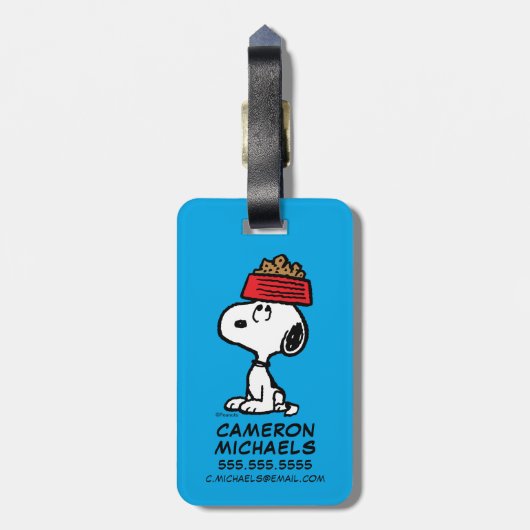 Erdnüsse | Snoopy Balancing Sein Dog Disc Gepäckanhänger (Rückseite vertikal)