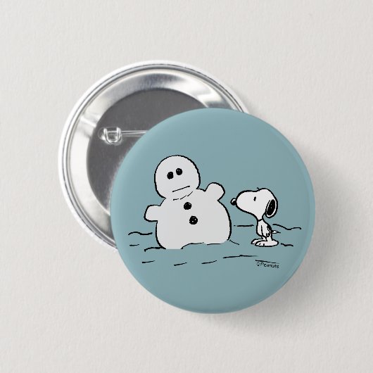 Erdnüsse | Snoopy baut einen Schneemann Button (Vorne & Hinten)