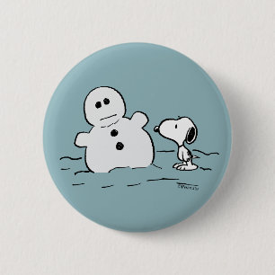 Erdnüsse   Snoopy baut einen Schneemann Button